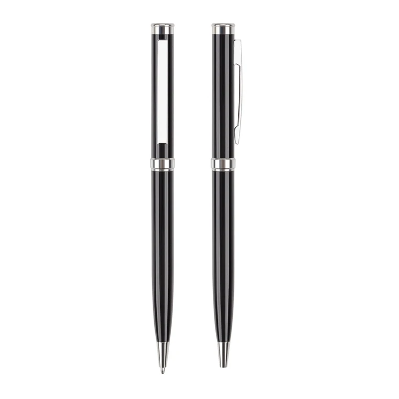 

2x Twist Metal Ball Point Pen 0.5mm Black Barrel for School Office Home Business Dropship