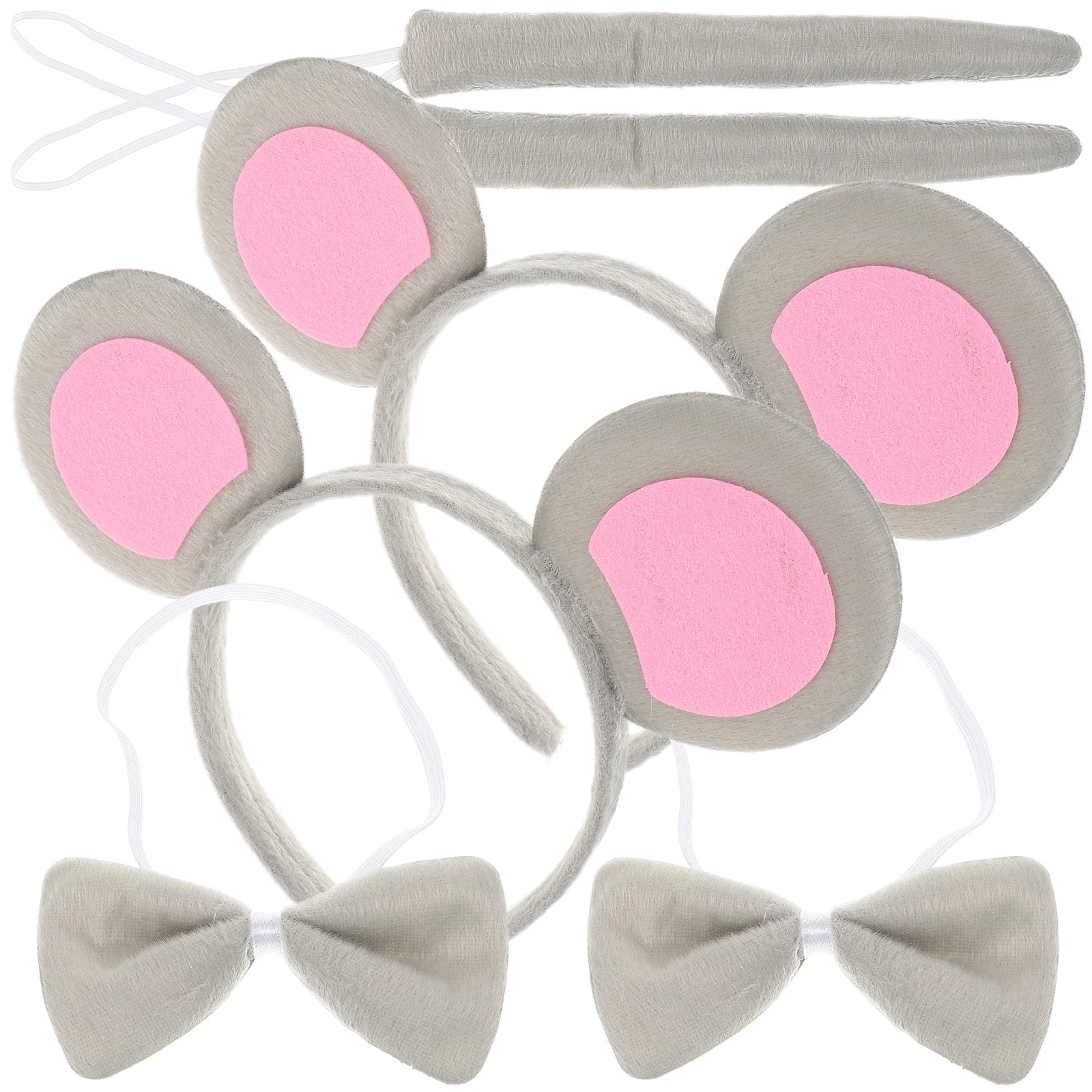 2 Sets Clothing Mouse Cosplay Costume Tail Costume Ear Tails for Women Three-dimensional Accessories Ears Bow Tie Child 44pcs kids painting sponge kids early learning sponge painting kit child paint sets 30 pieces sponge drawing shapes paint brushe