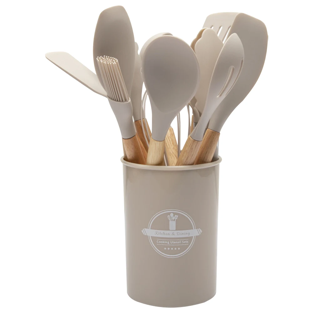 Kitchen Utensil Set 12Pcs Silicone Spatula Set Wooden Handle Heat-Resistant Cookware Spatula Spoon Brush Whisk for Home Kitchen kitchen utensils