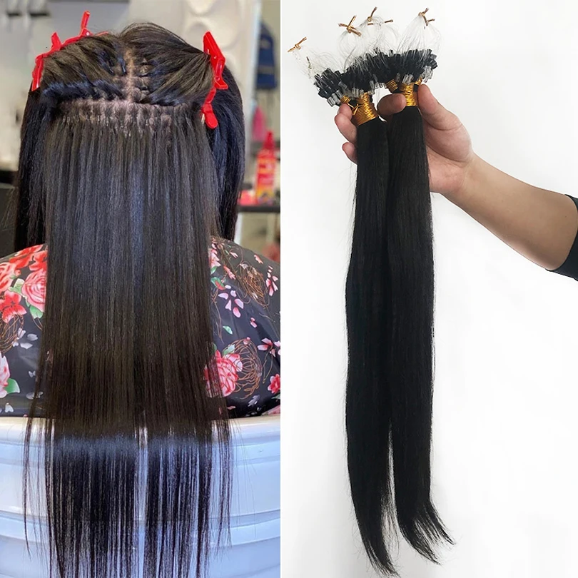 Silky Straight Brazilian Remy Micro Ring Human Hair Extensions