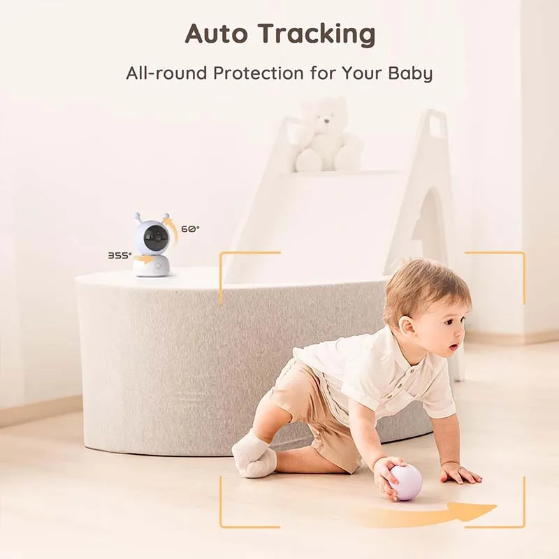 BOIFUN 2K 5" Baby Monitor Camera with Phone App 360&deg; Rotation Motion Monitoring Auto Tracking Area Detection