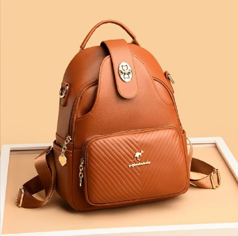 Hot Sale New Fashion Luxury Women Backpack Soft Leather Shoulder Bags for Teenage Girls School Bag Large Capacity Travel Bagpack