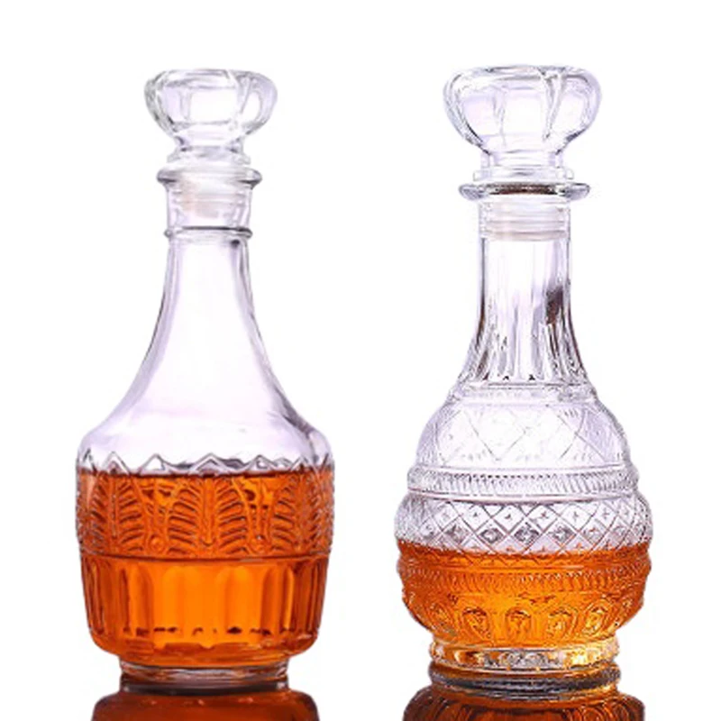 

Retro Art 500-1000ml Wine Bottle Abstract Earth Leaves Pagoda Wine Pot Thickened Whiskey Shochu Hip Flask Decanter