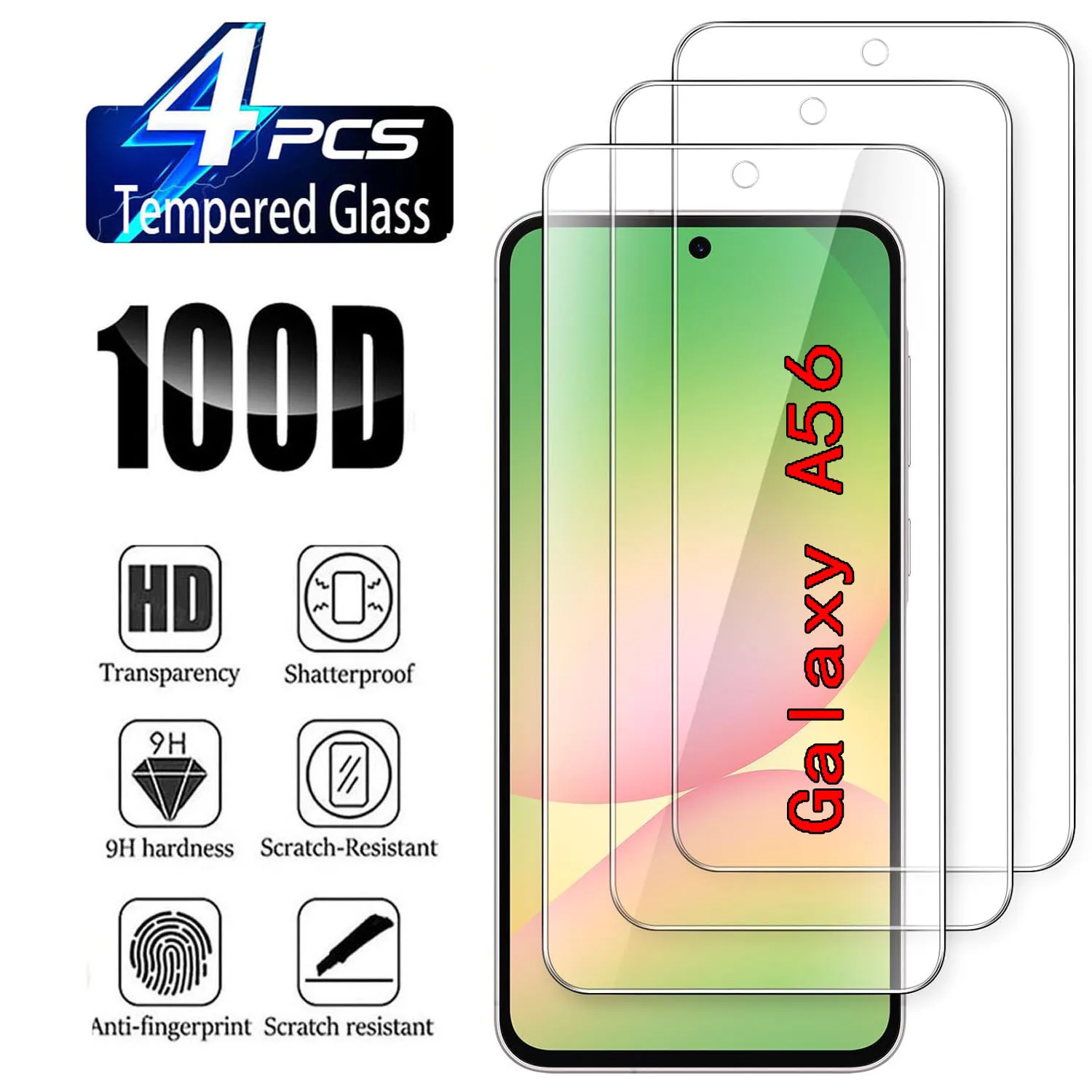 HD Tempered Glass Screen Protector, 2/4 Pack