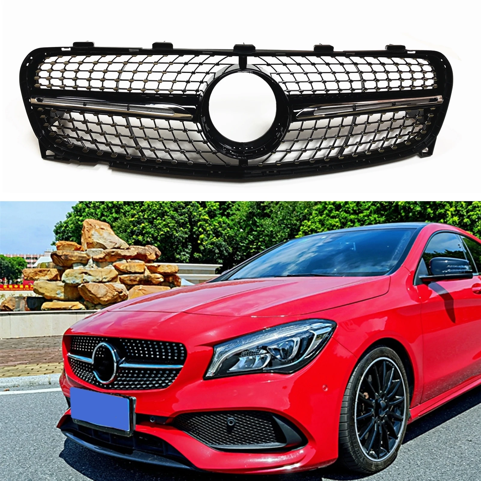 

Car Front Grille Grill Upper Bumper Hood Mesh Auto Part For Mercedes Benz GLA X156 2017 GLA45 GLA250 GLA180 GLA200