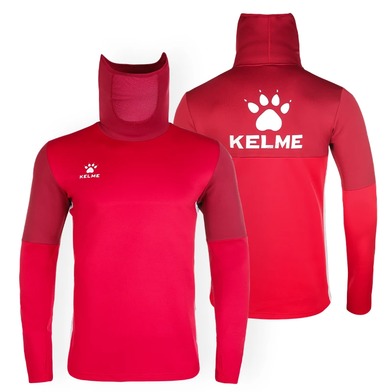 Winter Sweatshirt Men Women Hoodies Kelme Football Training Hoodie Long Sleeve Customizable Sportswear Elastic Cold Mask Top Outdoor Warm Hoodie
