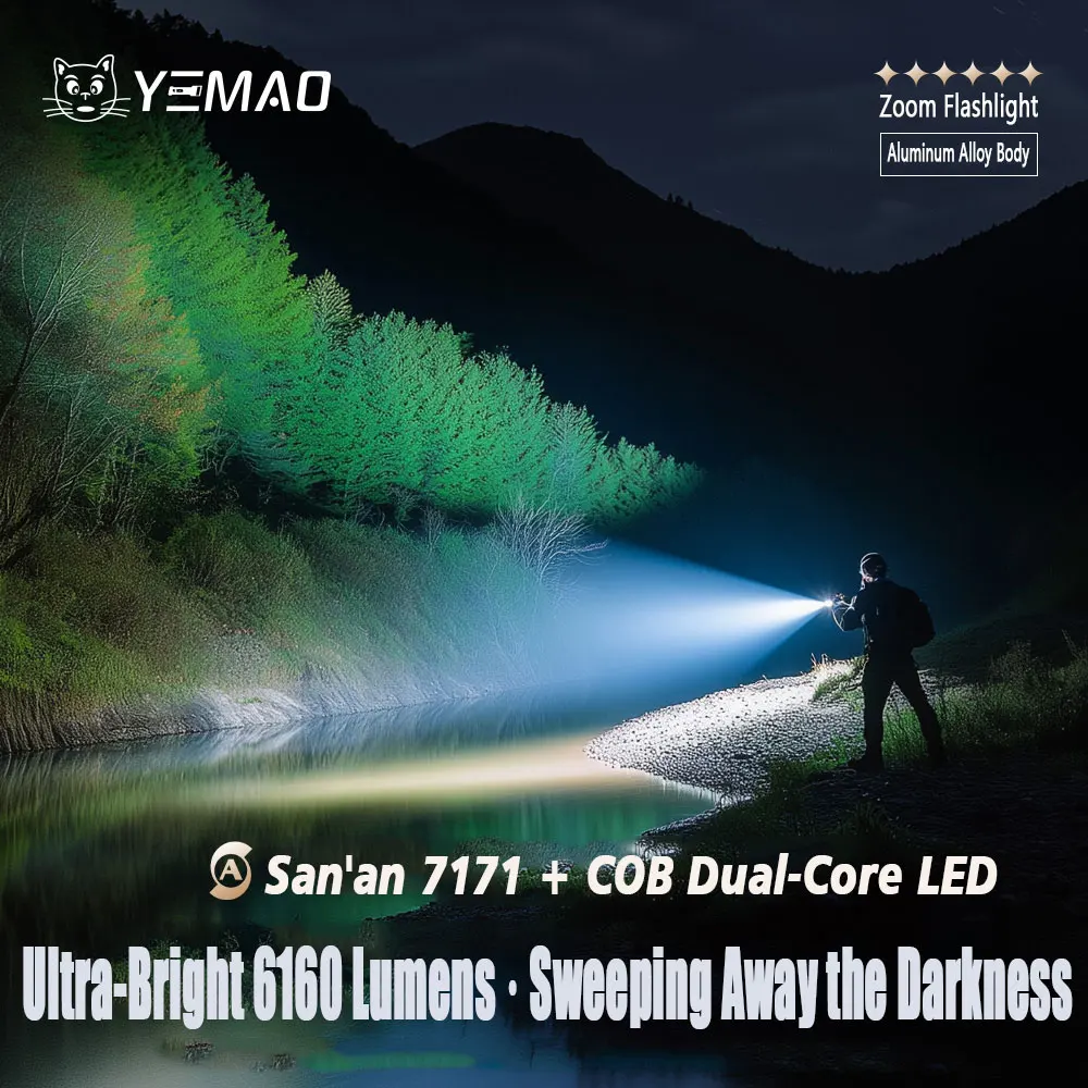 6160LM YEMAO A2C Portable Rechargeable Flashlight 21700 Lithium