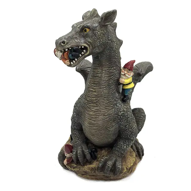 Gyanta Dinoszaurusz Gnóm Szobor Kézzel Festett Kerti Dekoráció - Image 4