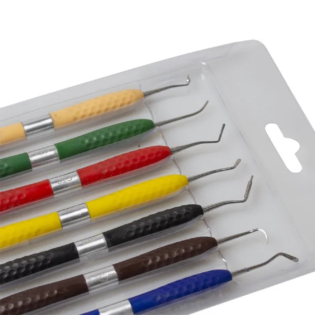 Dental Resin Filled Restorative Instrument Filler Aesthetic Restoration Knife Silicone Handle Dentistry Tools Oral Products 1set