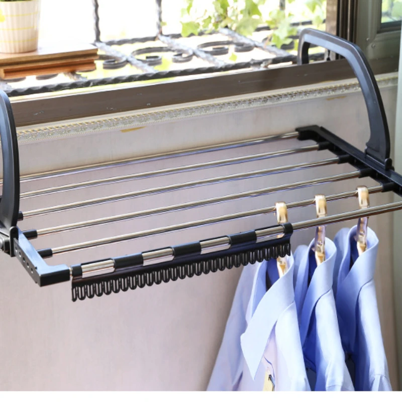 Stainless Steel Multifunctional Folding Balcony Shoe Rack Windowsill Clothes Towel Drying Hanger Clothes Drying Rack 3