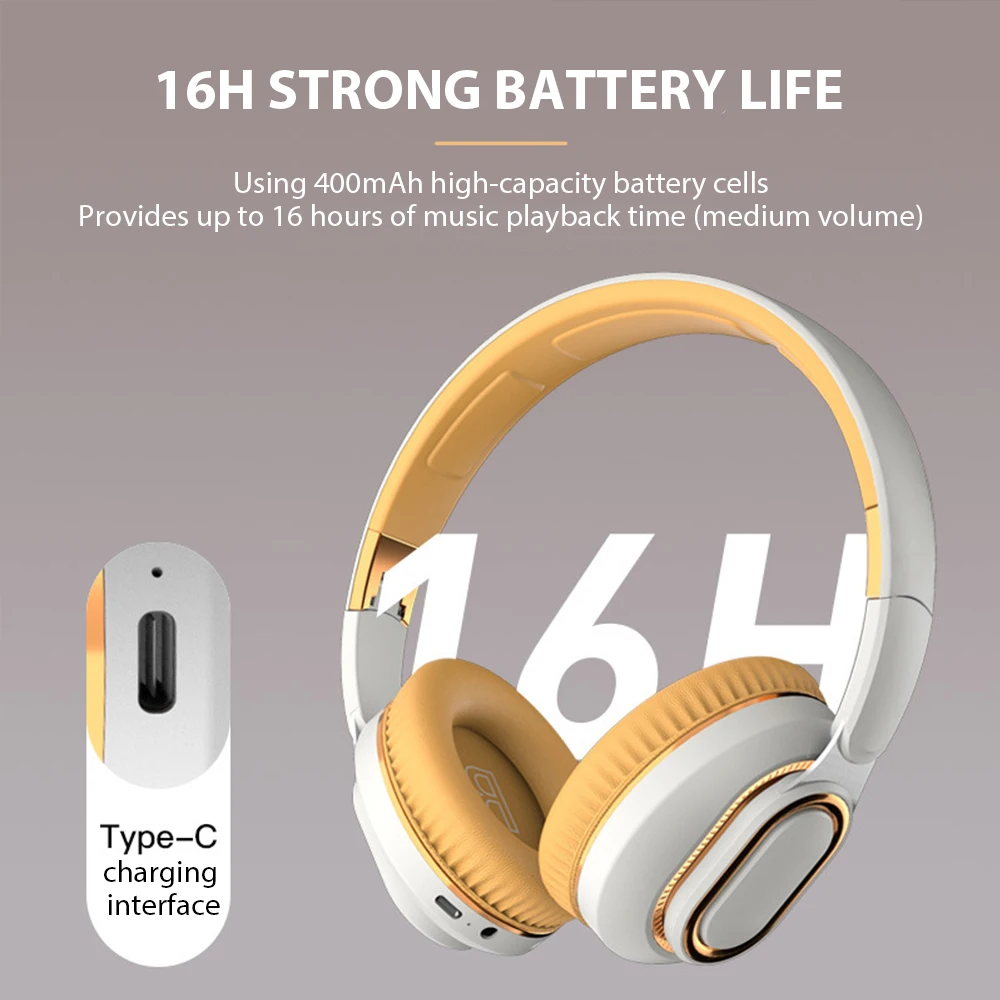 

Wireless Bluetooth Headphones With Mic Noise Cancelling Headsets Stereo Sound Earphones Sports Gaming Headphones Supports TF