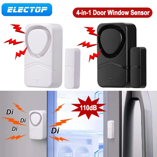ELECTOP 110dB Door Window Sensor Wireless Door Open Closed Detectors Magnetic Sound Security Sensor Alarm System Smart Home 4in1 1