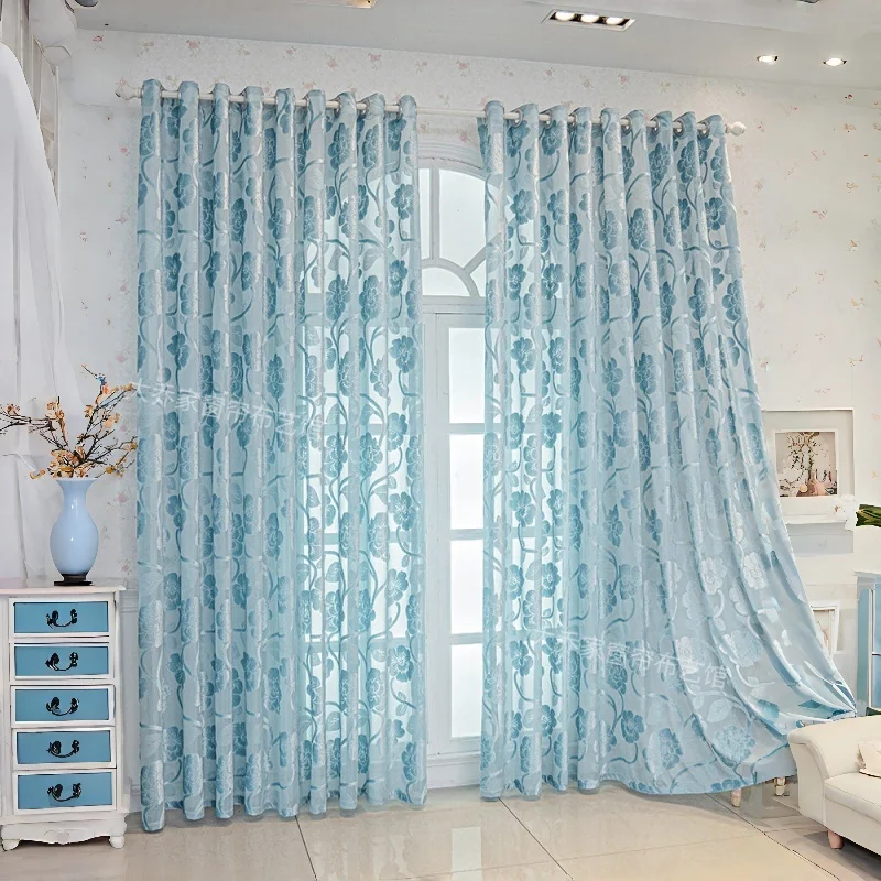 Elegant Embroidered Floral Lace Privacy Curtain – Half Shade Sunscreen