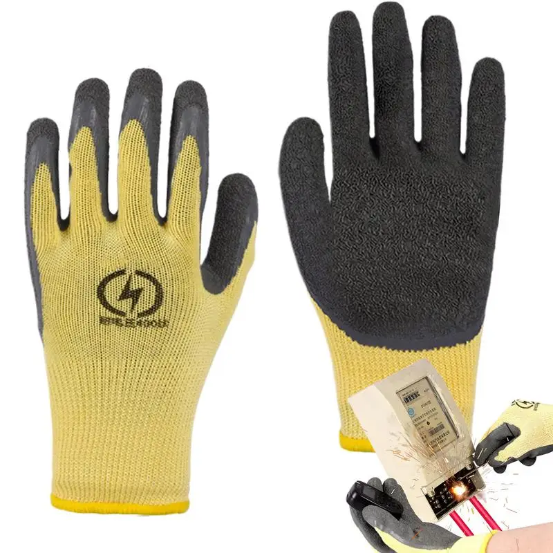 400v Rubber Insulating Gloves Anti-electricity Security Protection Hand Electrician Work 380v Nonslip Wear-resistant Mittens