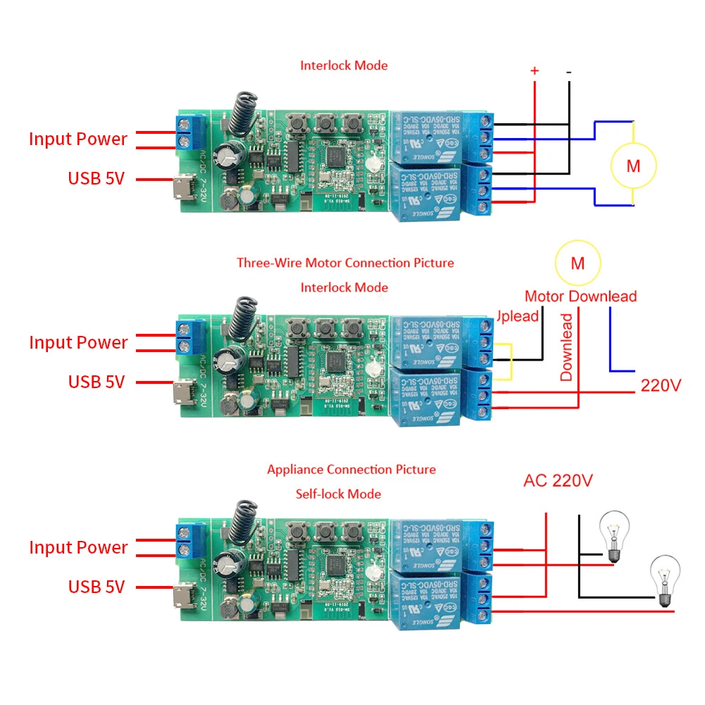 Ewelink Wifi RF Self-locking Relay Garage Door Open Module 1 Way 5-32v Wireless