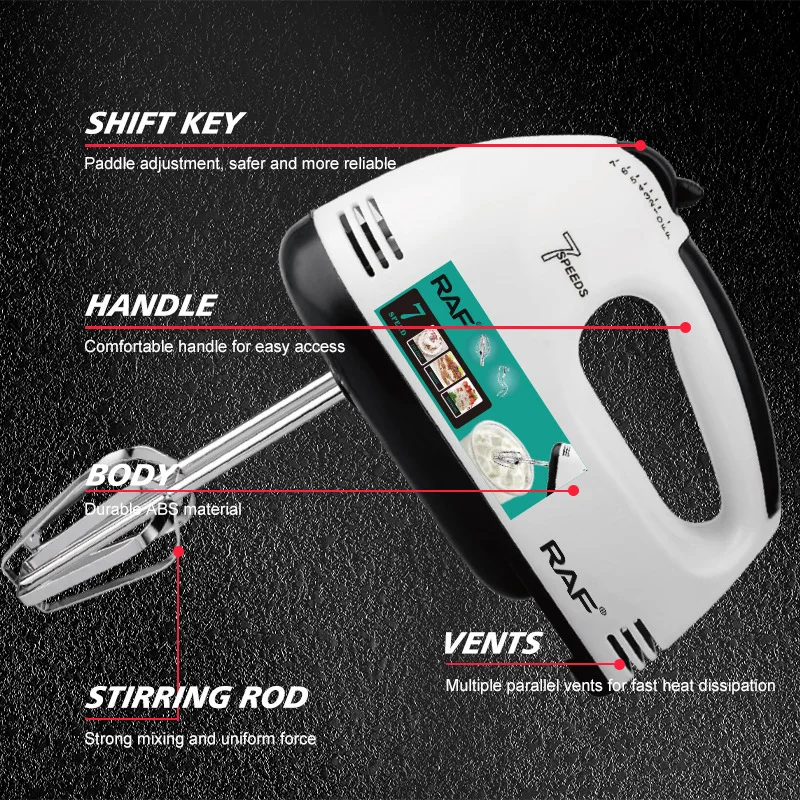 7-speed Adjustable Electric Milk Frother 110V 220V Household Multifunctional Handheld Egg Beater Noodle Baking Mixer 3