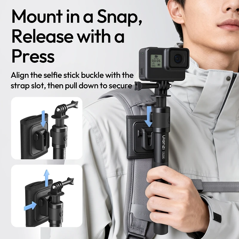 Ulanzi VL04 Action Camera Quick Release Extension Pole 1.1M Flexible Length for Outdoor Travel Vlog Livestreaming Photography