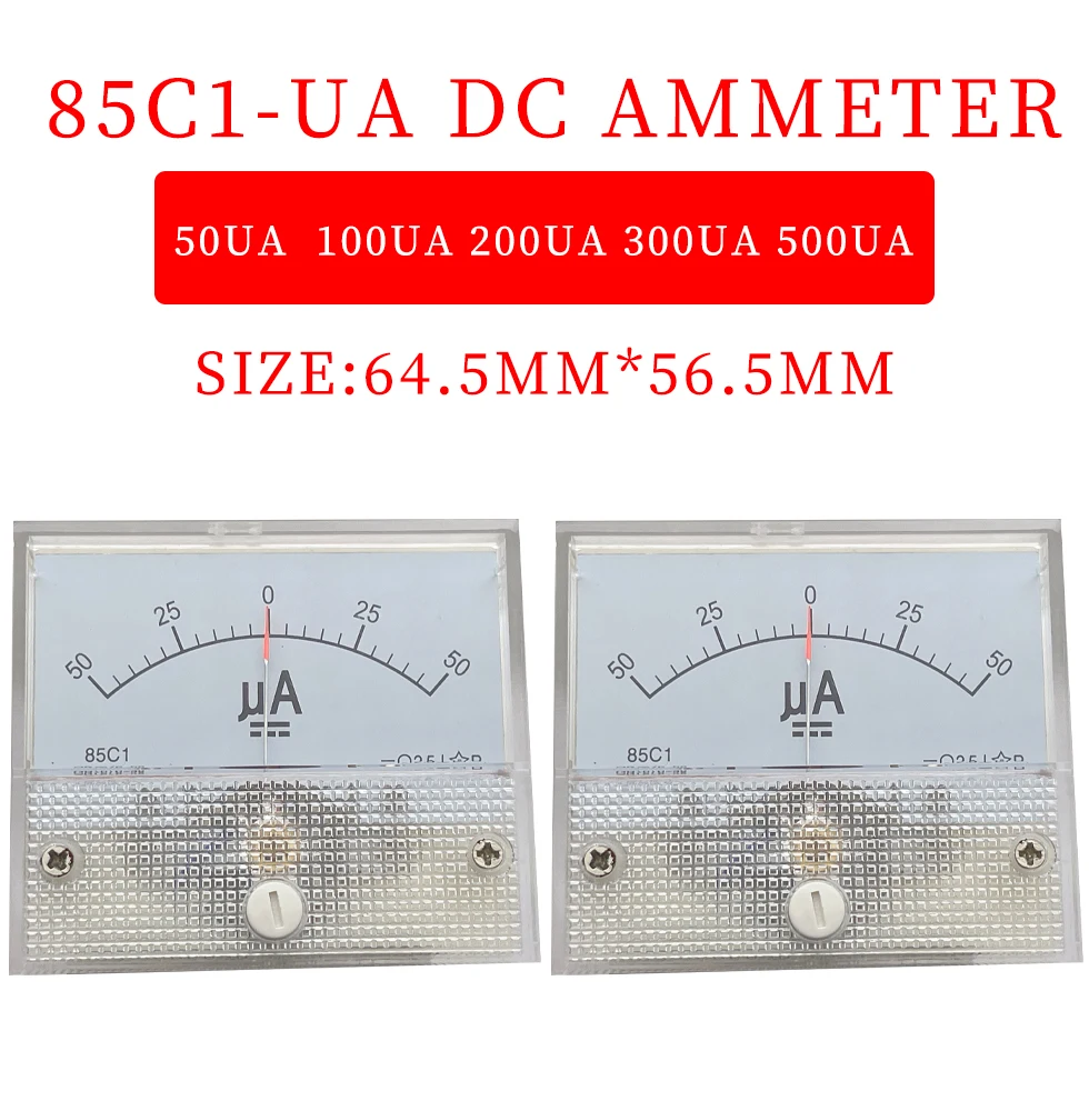 

85C1 +-UA DC 25UA 50UA 100UA 200UA 300UA 500UA Pointer type DC ammeter, positive and negative meter, microampere meter