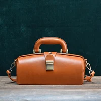 Women's Genuine Leather Handbag New High Quality Cowhide Luxury Designer Crossbody Bags Exquisite Vintage Handmade Doctor Bag