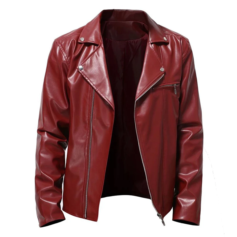 thumbnail image 1 of Otoño e Invierno nueva chaqueta de cuero para hombres moda hermosa solapa motocicleta chaqueta de cuero Rock Punk Tops, 1 of 4