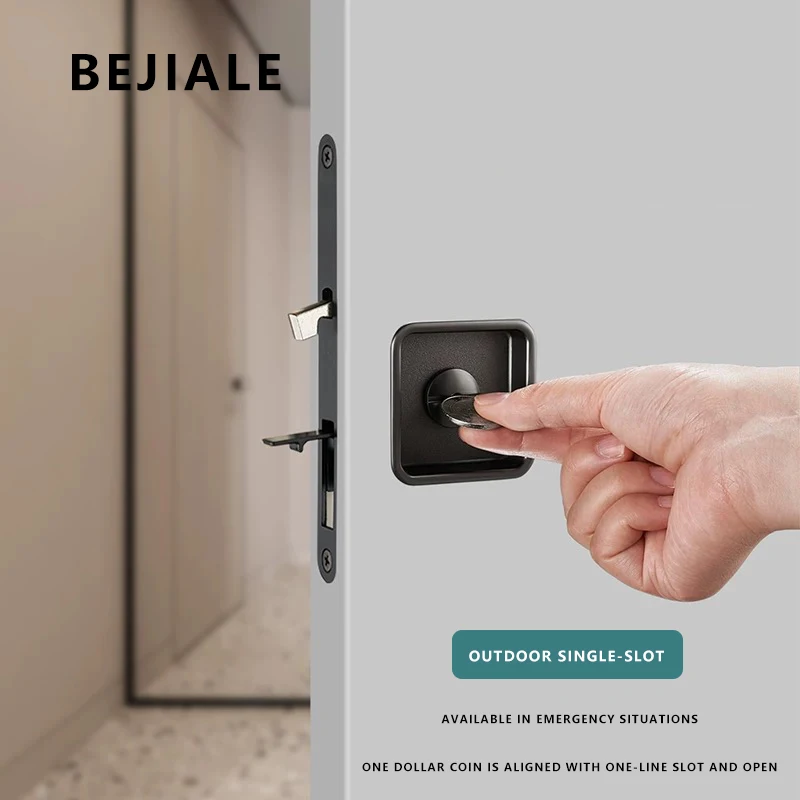 New Square Pocket Wooden Sliding Door Lock Sliding Door Lock Black Indoor Kitchen Bathroom Mobile Hook Gray