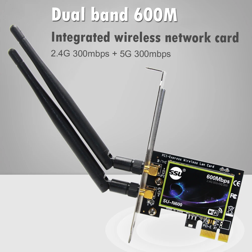 SU-N600 Dual Band 600Mbps PCI-E kartu jaringan 2.4G/5GHz Gigabit Ethernet  Adapter AliExpress