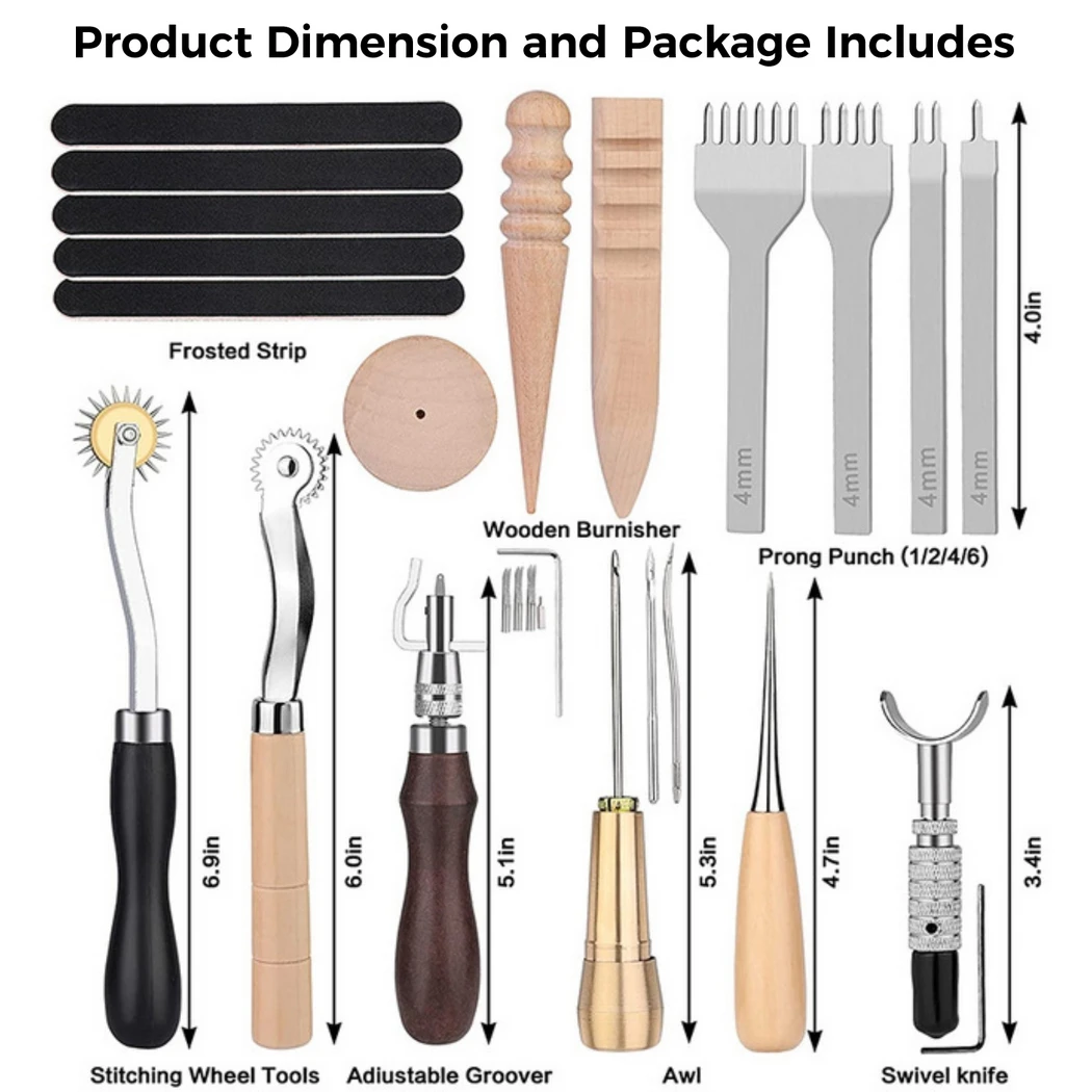 Leather Craft Working Tools Stitching Sewing Kit Repair Set Portable DIY Leather Working Supplies Stitching Groover Set Tools