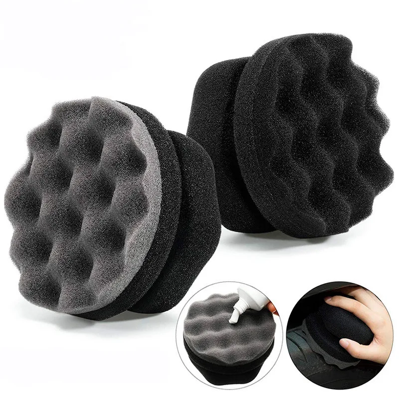 

2PCS Brush Car Wash Black Tire Cleaning Tools Car Cleaning Tire Waxing Sponge Car Detailing Brush Density Foam Sponge Tire Clean