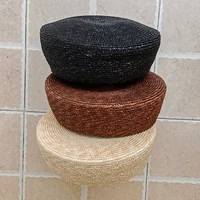 Fashion Summer Flat Beret Straw Hat Women's Sun Hat Circle Concave Top Beach Hat Church Derby Party - Image 4