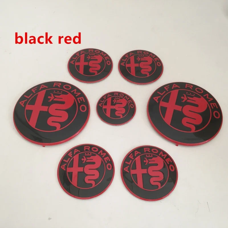7-Piece Alfa Romeo Emblem Set: Premium Wheel, Hood, and Trunk Styling Kit