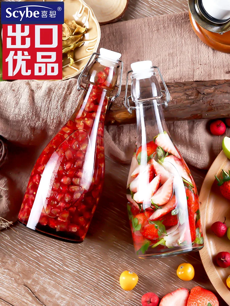 Wine Fermentation Jar Wine Making Glass Empty Bottle Sealed Cans High-End Grape with Lid Red Liquor Special Food Grade