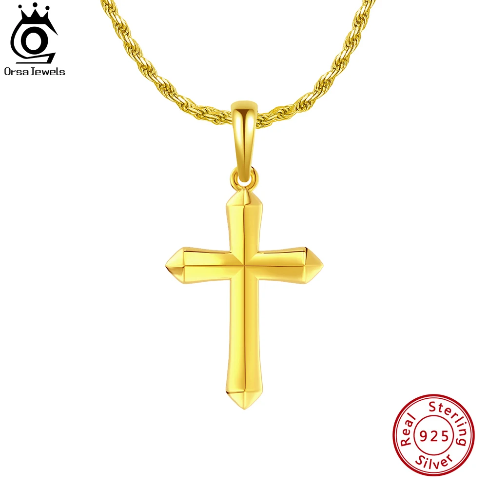 

ORSA JEWELS Gothic Cross Necklace for Men Women 925 Sterling Silver Christian Prayer Religious Jewelry Pendant Gift NMN07