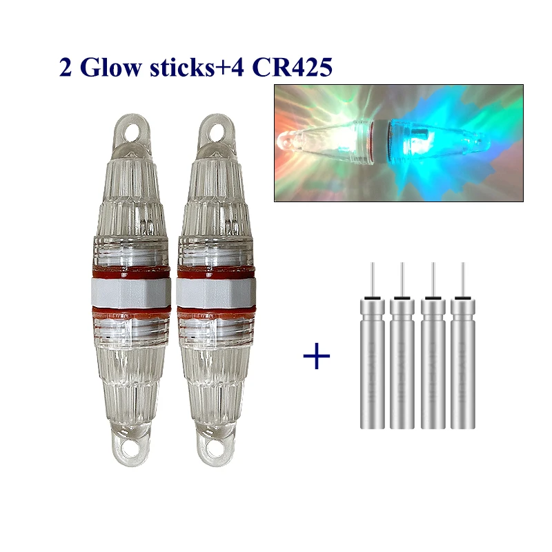 Night Glow Stick+4 CR425 Luminous Float Light Sea Ocean Fishing Electric Bright Glow Light Stick Fishing Tackle Accessories 2PCS