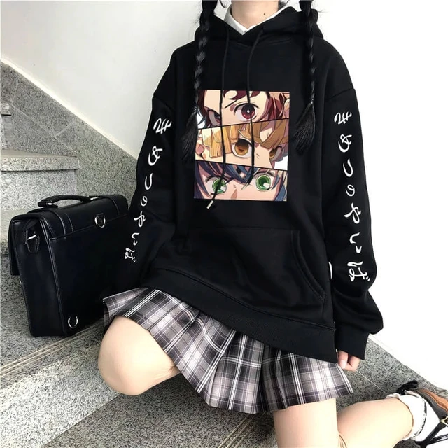 Deeptown Kawaii Hoodie Women Gamer Girl Anime Oversized Sweatshirt Black  Harajuku Hoodies High Street Kpop Cute Pullovers E Girl  Hoodies   Sweatshirts  AliExpress
