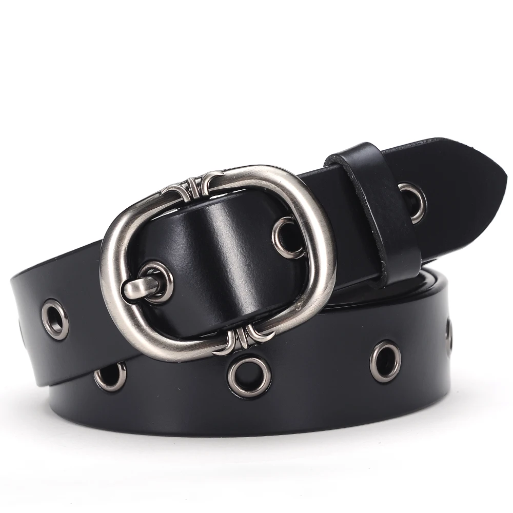 

Leather Belts For Women Ceinture Femmes Female Hollow Out Waistband Vintage Genuine Leather Strap Pin Buckle Width:2.8cm