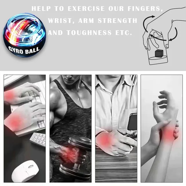 Powerball Forearm Exerciser Muscle Fitness Equipment Gyroscope Power Ball Gyro Wrist Booster Trainer Hand Exercise 6