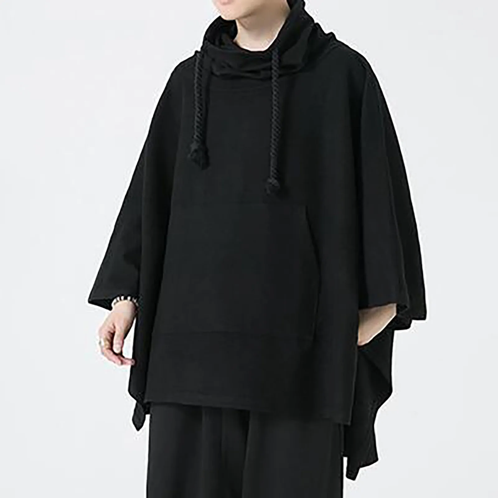 

Men's Winter Japanese Dark Wind Men's Heavy Wool Cape Shawl Cape Hoodie Coat streetwear Ethnic Retro