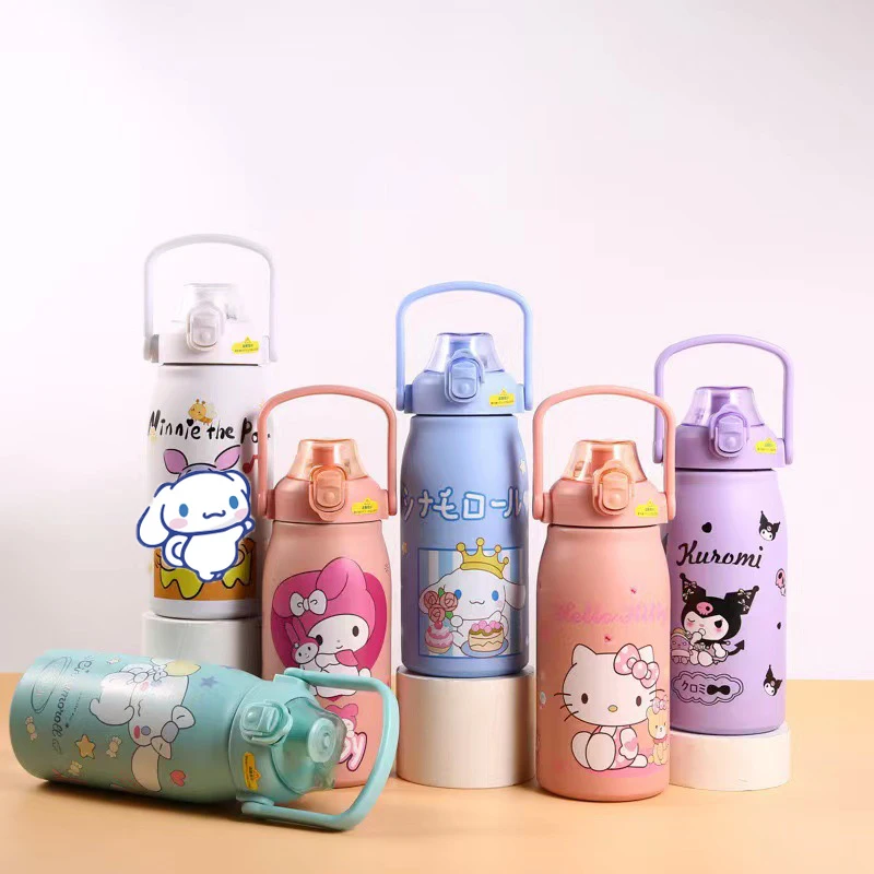 

1200 мл Sanrio Cinnamoroll Kuromi Mymelody мультяшный портативный термос чайник бутылка для воды кружка герметичная колба спортивная чашка для студентов