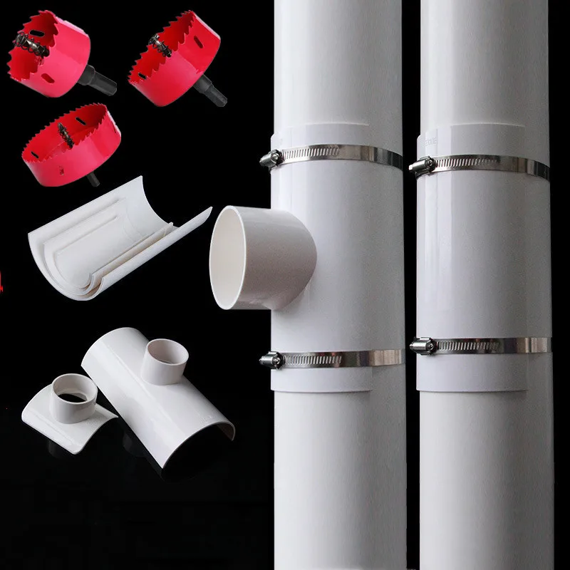 PVC Open Tee Pipe joint Repair Patch Drain Pipe Adapter Tube Connectors Home Outdoor Industrial Plumbing Accessories