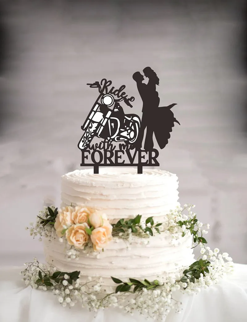 MotorcycleWeddingCakeTopperRidewithMeForeverCakeTopperBrideandGroomwithMotorcycle