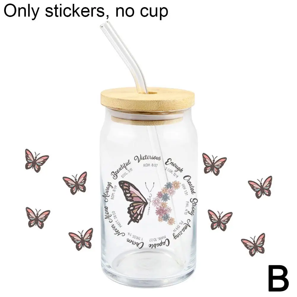 3D UV DTF Cup Wrap Transfer Stickers For Glass Coffee Cup DIY✨b