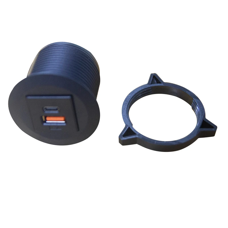 18W USB(A+C) Desktop Grommet Charger With US/EU Plug ABS Flame Retardant Type-C Charging Port Furniture