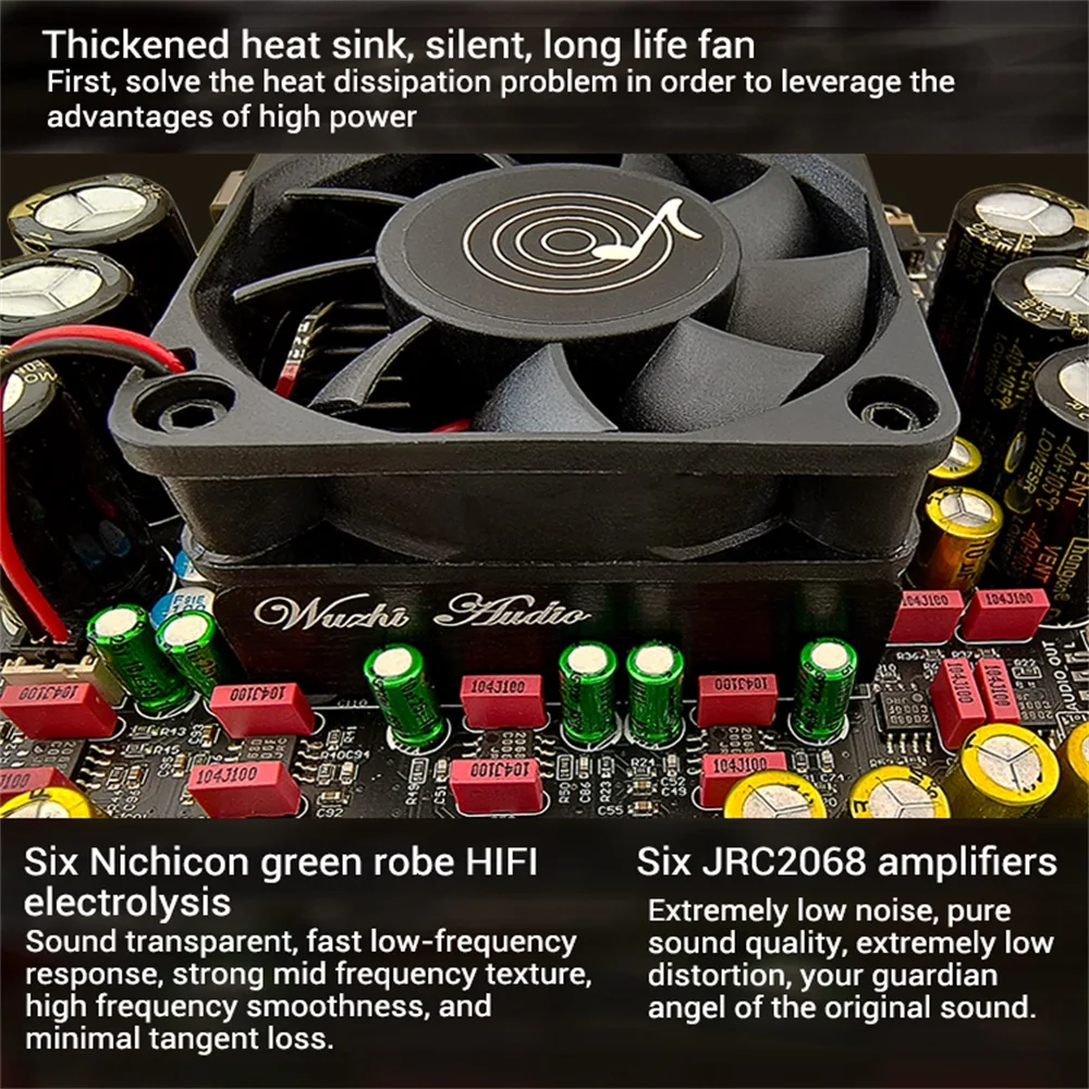 고전력 2.1 채널 전력 증폭기 모듈, 300W + 300W + 600W, 2 * TPA3255 전력 증폭기 칩, 6 * JRC2068 Op Amp 칩