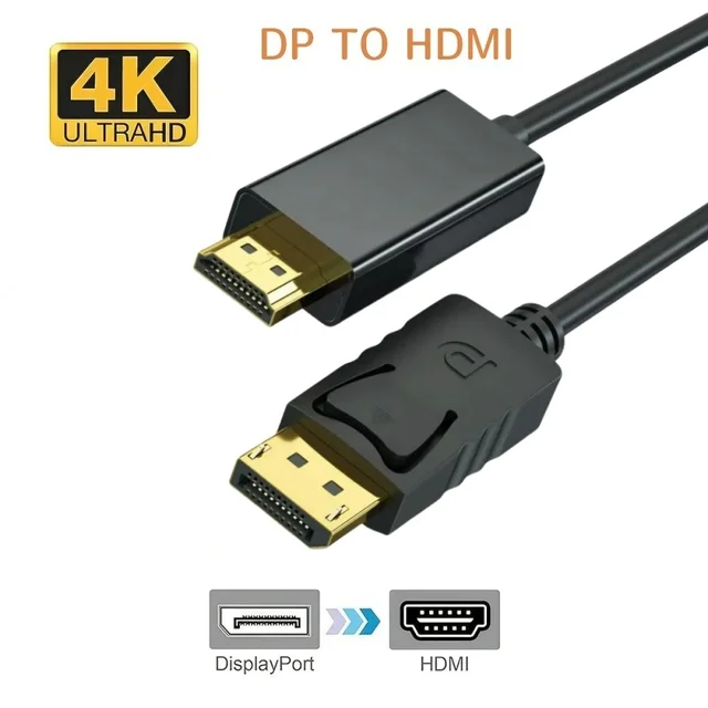 DP Display Port To HDMI-Compatible Adapter Connect Converter 1.8m Cable 2k 4k 1080p For Desktop Laptop PC TV Monitor Projector