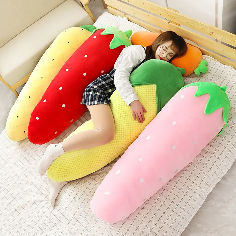 

Cute Cartoon Fruit Corn Carrot Strawberry Nap Pillow Plush Toy Bedside Backrest Sleep Long Leg Pillow Detachable Washable Pillow