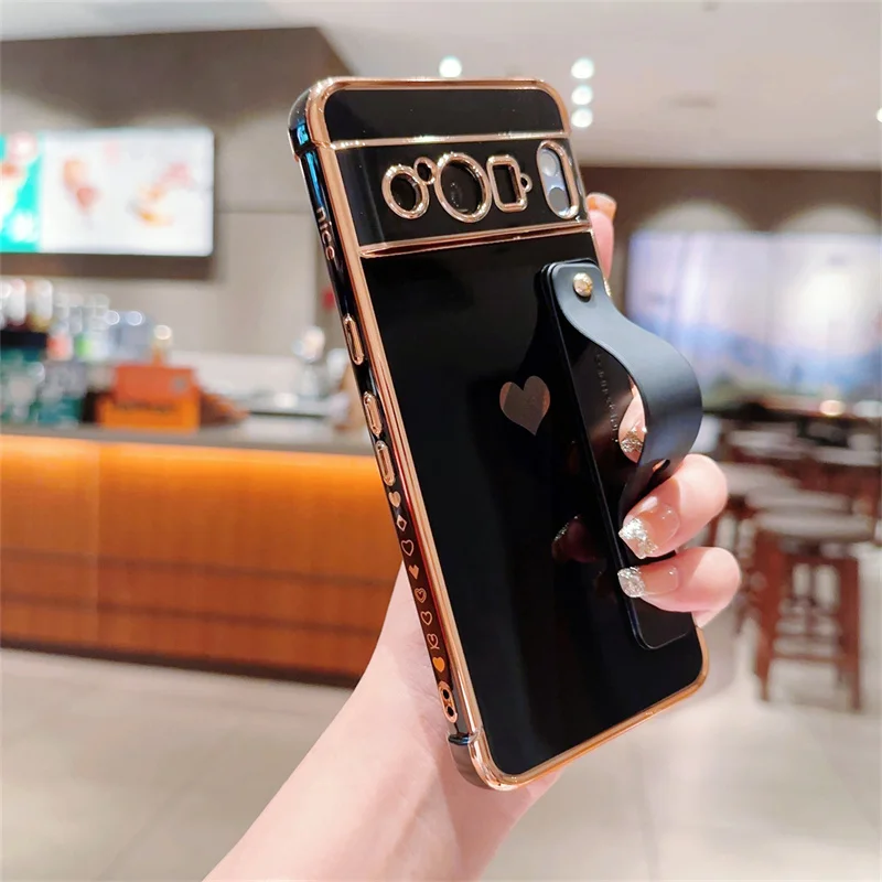 Phone Case For Google Pixel 7a 8 Pro Cute Heart Plating Bumper_voghion.com