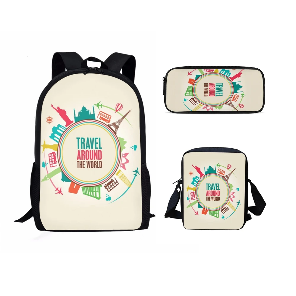 

Student Schoolbag 3Pcs/Set Airplane Print School Bags For Girls Boys Children Book Mochila Customizable Teenager Travel Backpack