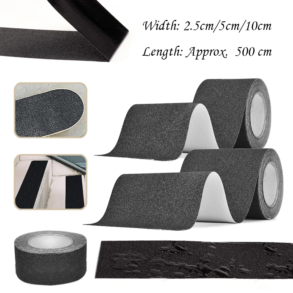 Enhanced Anti-Slip Safety Grip Tape for Stairs and Floors - Waterproof, Non-Skid, 5m Length, Multiple Width Options