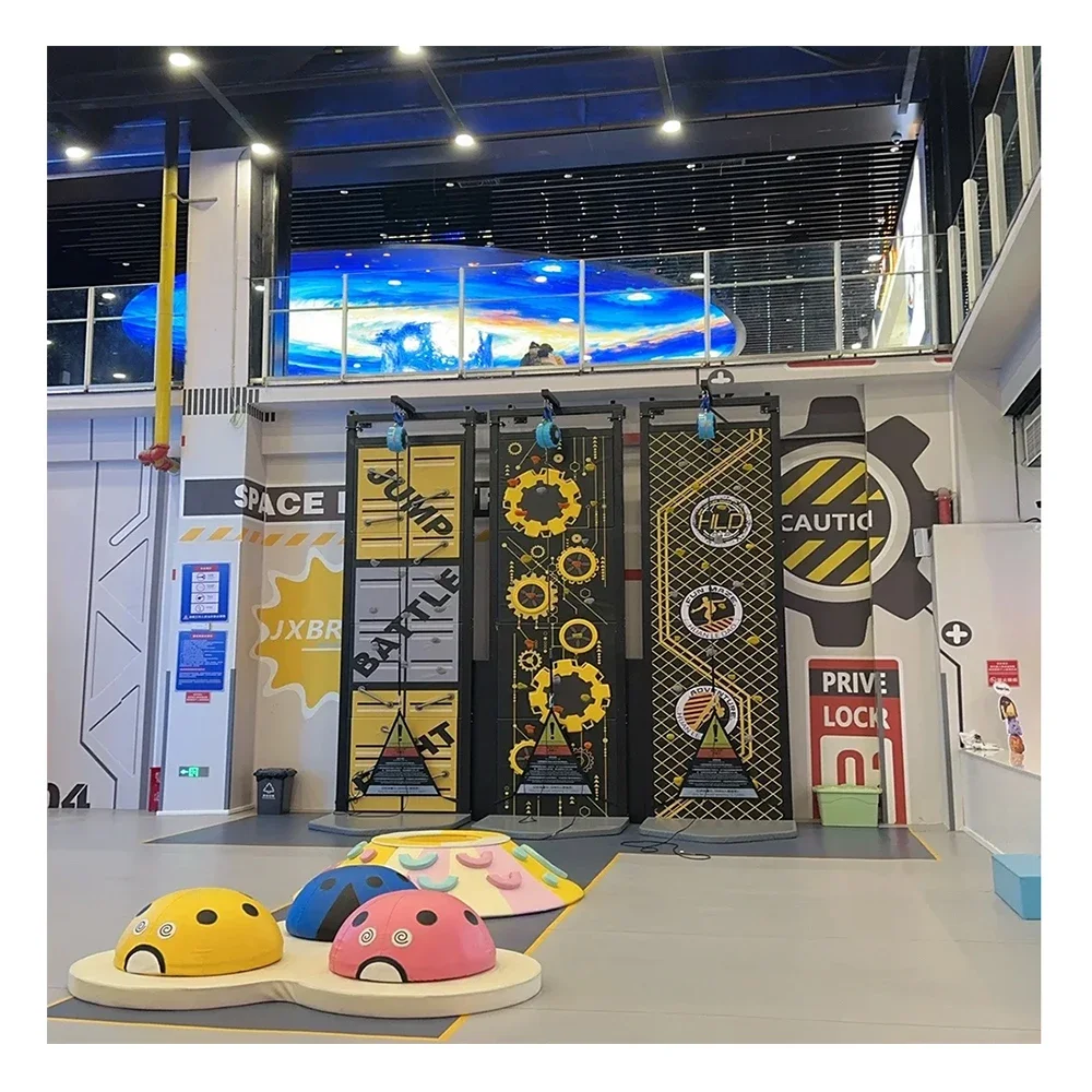 Popular Kids Rock Amusement Equipment Indoor Rock Climbing Wall With Descending Device