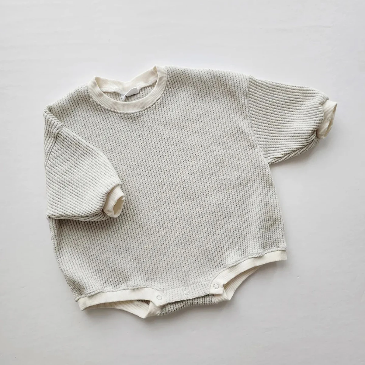 2023 Baby Waffle Sweatshirt Romper Newborn Infant Baby Girls Boys Cotton Oversized Romper Long Sleeve Toddler Clothes Jumpsuits 5